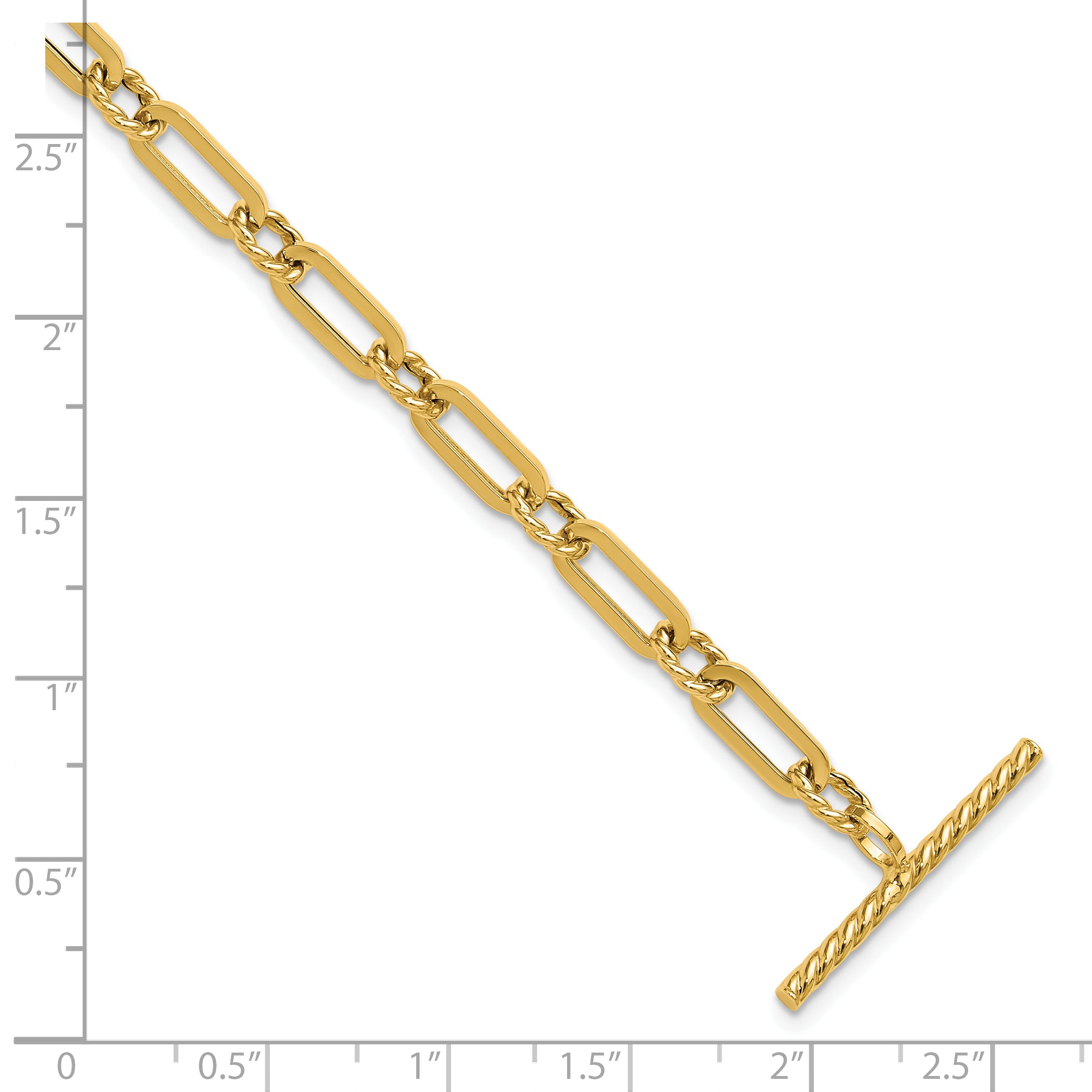 14K Polished and Twisted Fancy Link Toggle Bracelet