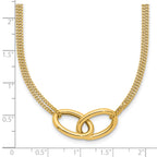 14K Polished intertwined Ovals 2-Strand w/1in ext. Necklace
