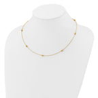 14K Polished/Textured/Dia-cut Beads w/ 2in ext. Necklace