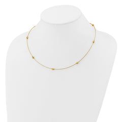 14K Polished/Textured/Dia-cut Beads w/ 2in ext. Necklace