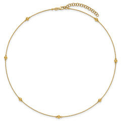 14K Polished/Textured/Dia-cut Beads w/ 2in ext. Necklace
