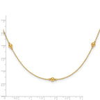 14K Polished/Textured/Dia-cut Beads w/ 2in ext. Necklace