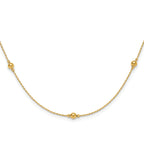 14K Polished/Textured/Dia-cut Beads w/ 2in ext. Necklace