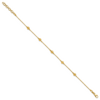 14K Polished/Textured/Dia-cut Beads w/1in ext. Bracelet