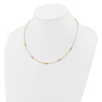 14K Two-tone Pol/Texture/Dia-cut Beads w/2in ext. Necklace