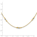 14K Two-tone Pol/Texture/Dia-cut Beads w/2in ext. Necklace