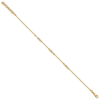 14K Two-tone Pol/Texture/Dia-cut Beads w/1in ext. Bracelet