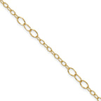 14K Oval Link 9 inch Plus 1 inch Extender - Total 10 inch Anklet
