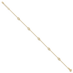 14K Oval Link 5-Station 9 inch Plus 1 inch Extender - Total 10 inch Anklet