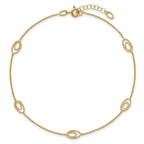 14K Oval Link 5-Station 9 inch Plus 1 inch Extender - Total 10 inch Anklet