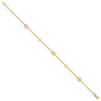 14K Polished Geometric 5-Station 9 inch Plus 1 inch Extender - Total 10 inch Anklet
