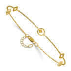 14K Polished Geometric 5-Station 9 inch Plus 1 inch Extender - Total 10 inch Anklet