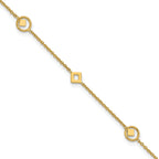14K Polished Geometric 5-Station 9 inch Plus 1 inch Extender - Total 10 inch Anklet