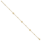 14K Geometric and Diamond-cut Beads 9 inch Plus 1 inch Extender - Total 10 inch Anklet