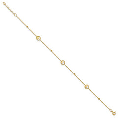 14K Geometric and Diamond-cut Beads 9 inch Plus 1 inch Extender - Total 10 inch Anklet
