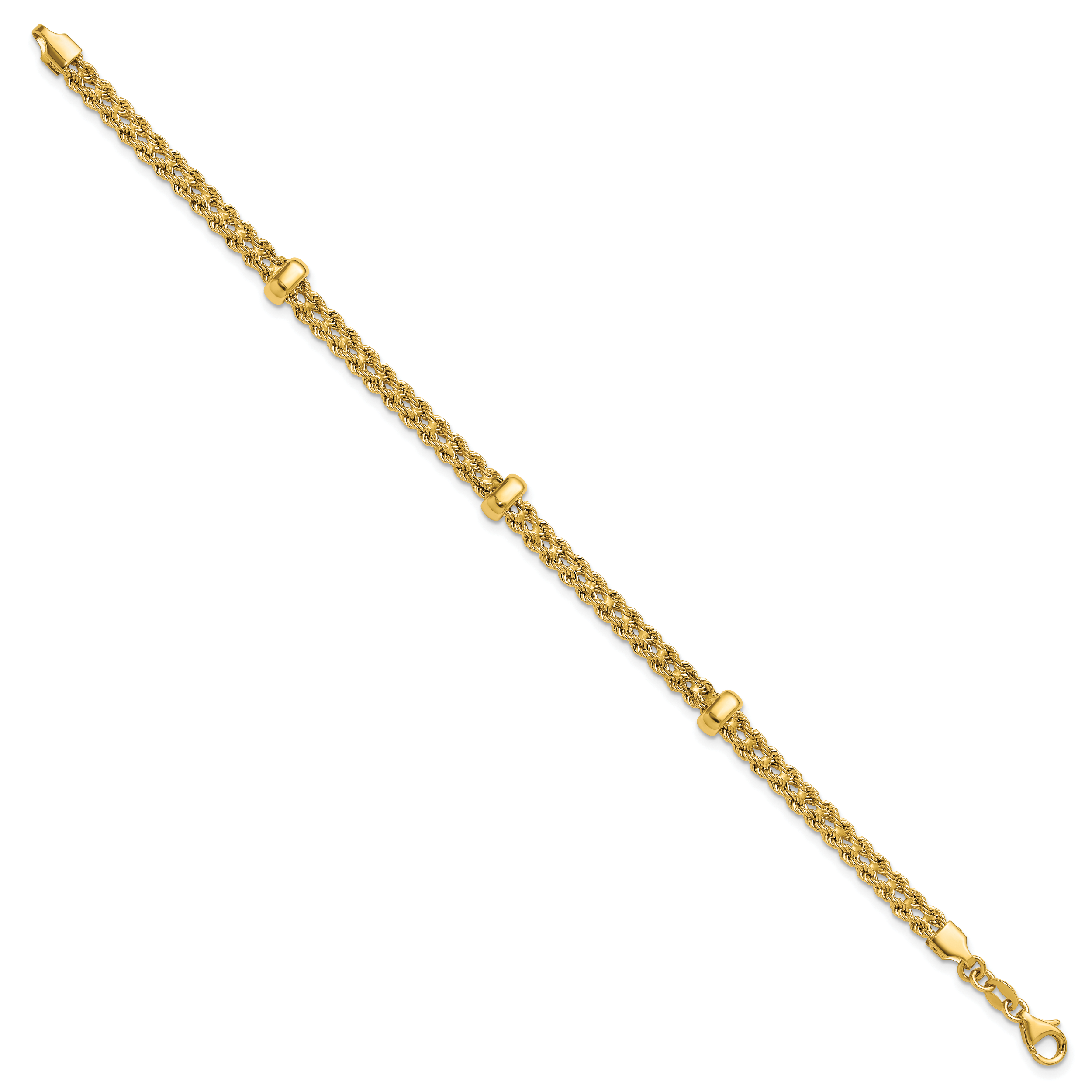 14K Polished and Diamond-cut Fancy Braided Rope Bracelet Secondary image