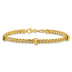 14K Polished and Diamond-cut Fancy Braided Rope Bracelet