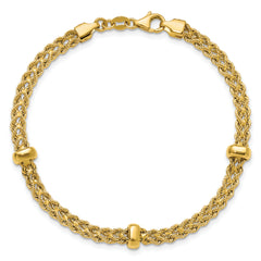 14K Polished and Diamond-cut Fancy Braided Rope Bracelet