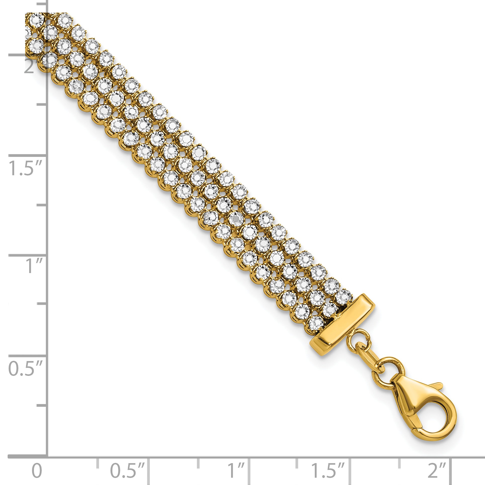 14K Two-tone Polished/Dia-cut 3-Row Bracelet
