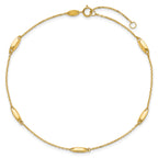14K Oval Bead 5-Station 9 inch Plus 1 inch Extender - Total 10 inch Anklet