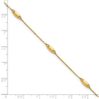 14K Oval Bead 5-Station 9 inch Plus 1 inch Extender - Total 10 inch Anklet