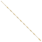 14K Polished Teardrop 9 inch Plus 1 inch Extender - Total 10 inch Anklet