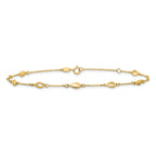 14K Polished Teardrop 9 inch Plus 1 inch Extender - Total 10 inch Anklet
