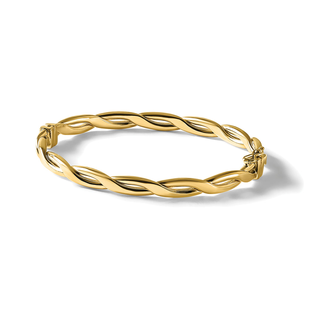 14K Polished Fancy Intertwined Hinged bangle