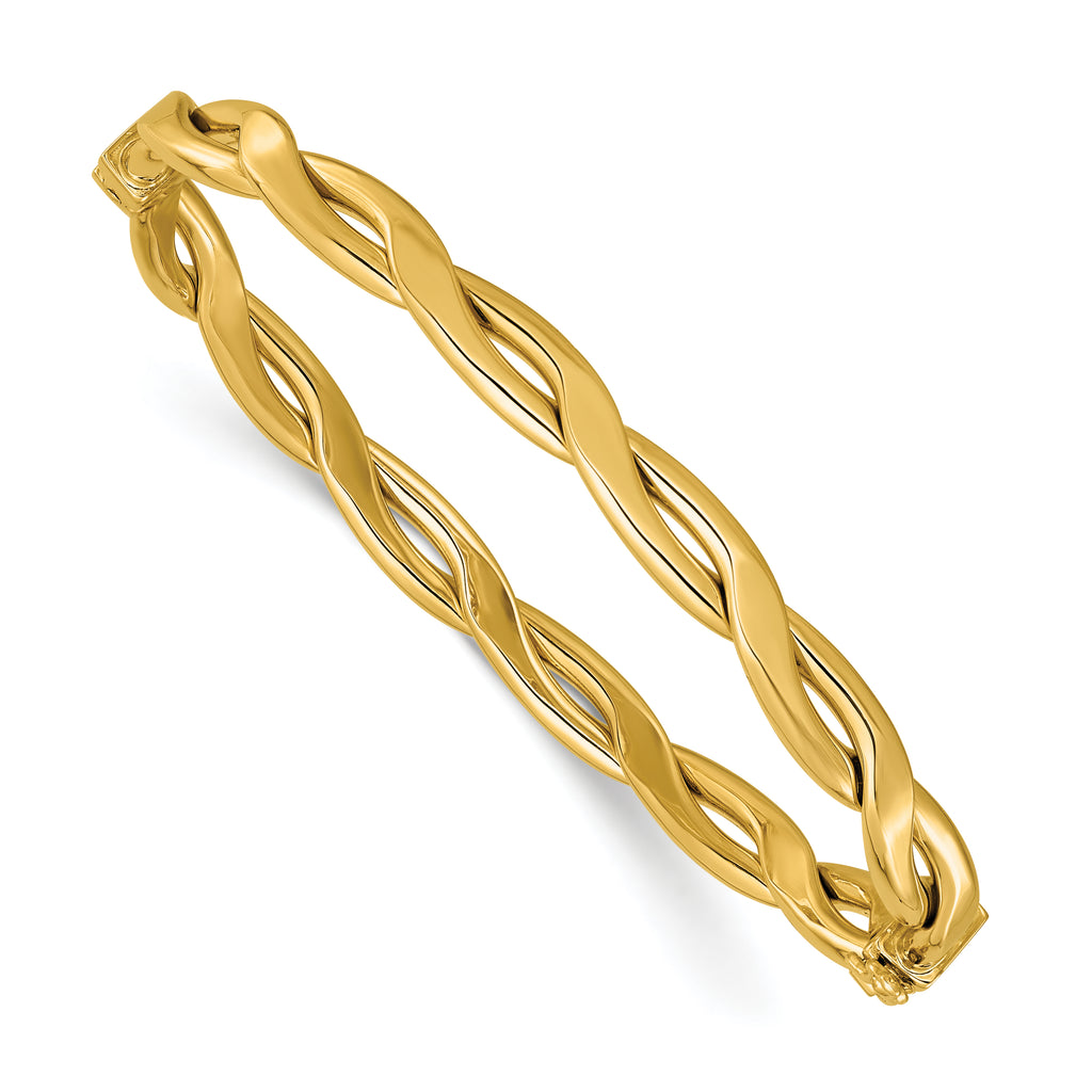 14K Polished Fancy Intertwined Hinged bangle