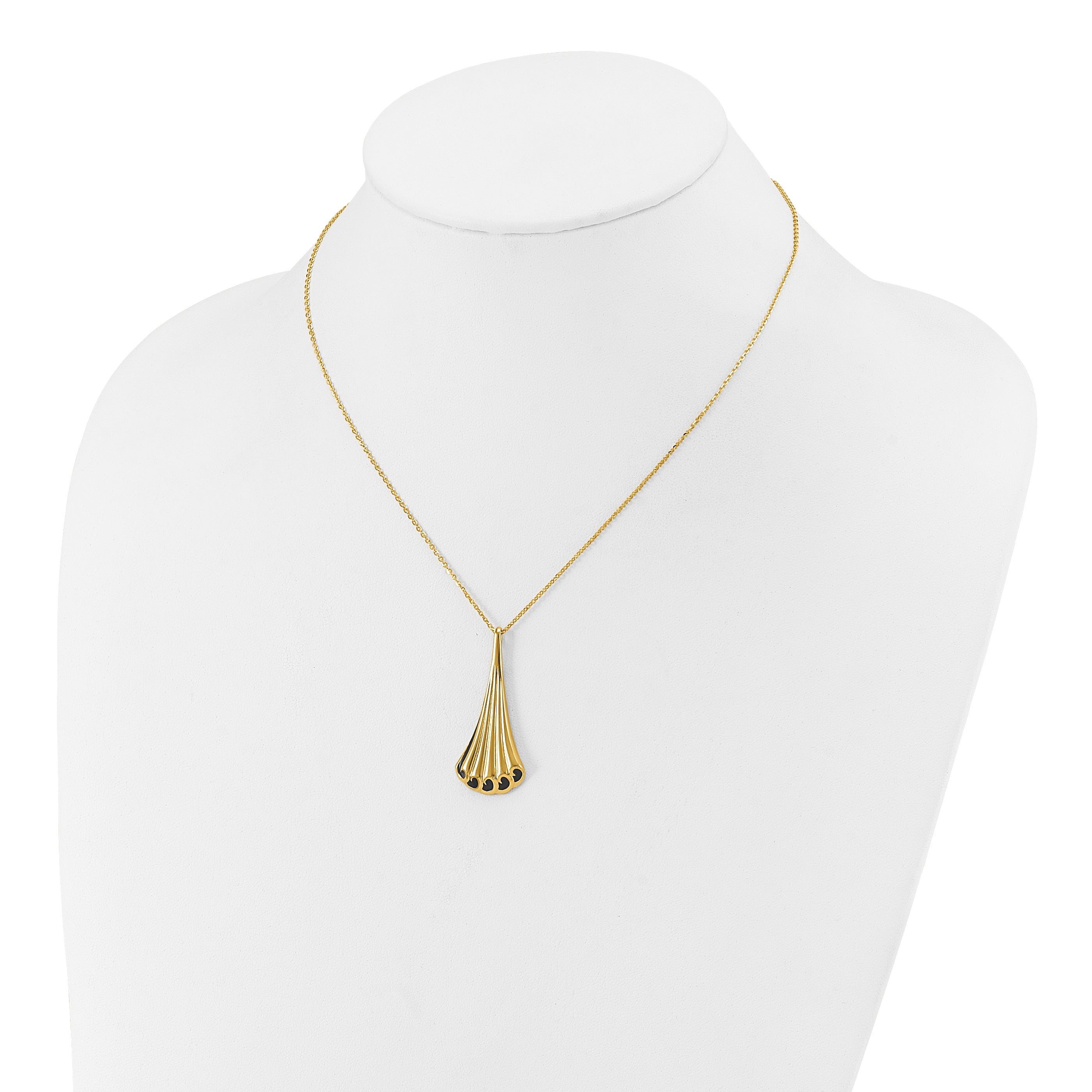 14K w/Black Enamel Polished Fancy w/1.25in ext. Necklace