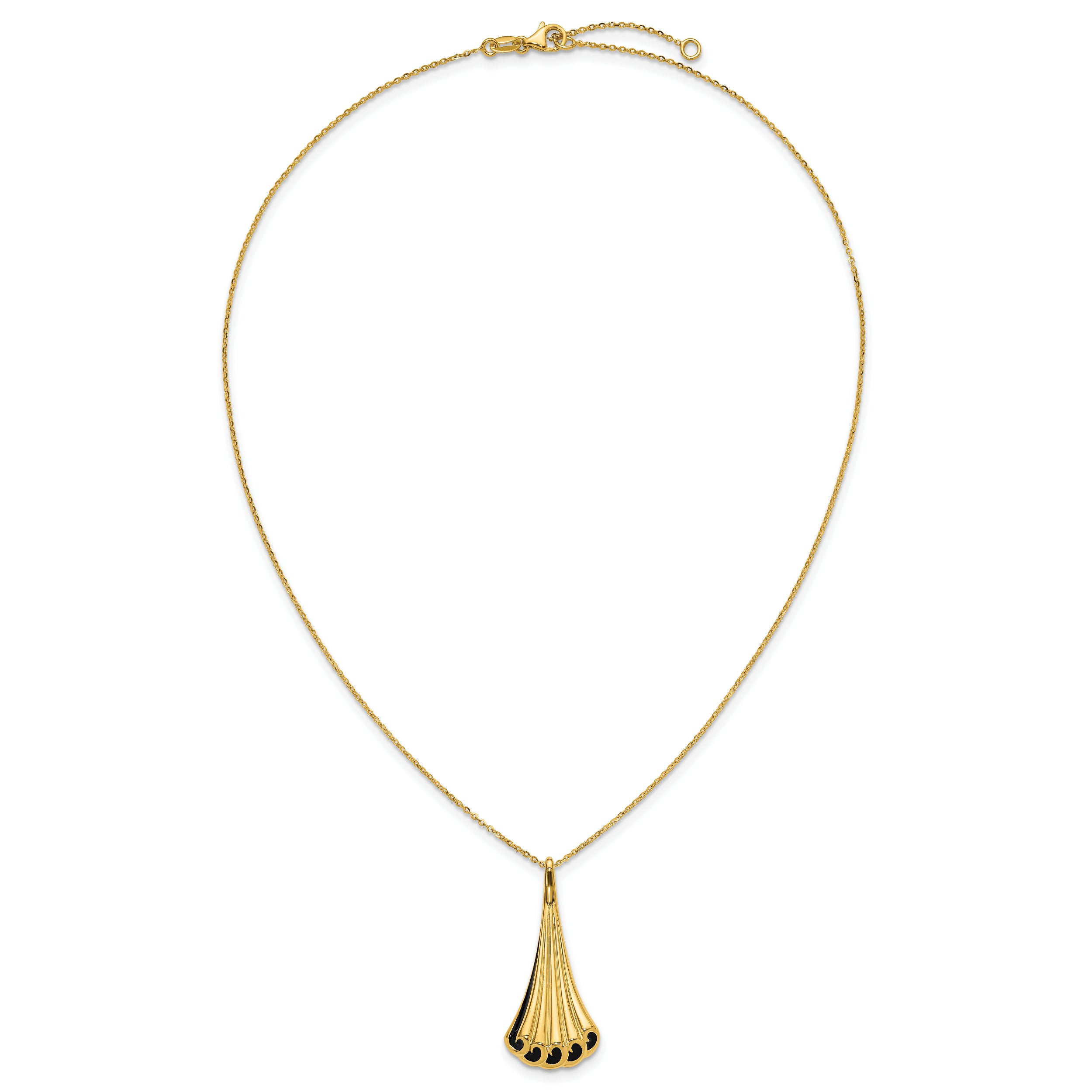 14K w/Black Enamel Polished Fancy w/1.25in ext. Necklace