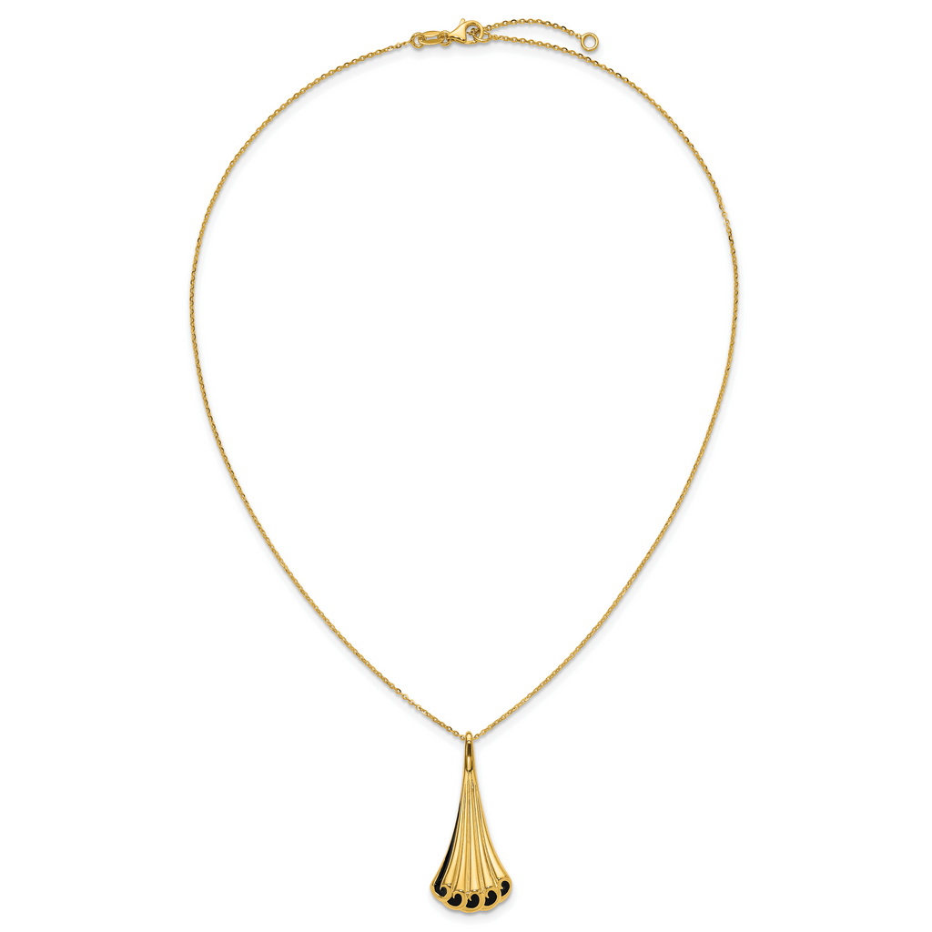 14K w/Black Enamel Polished Fancy w/1.25in ext. Necklace