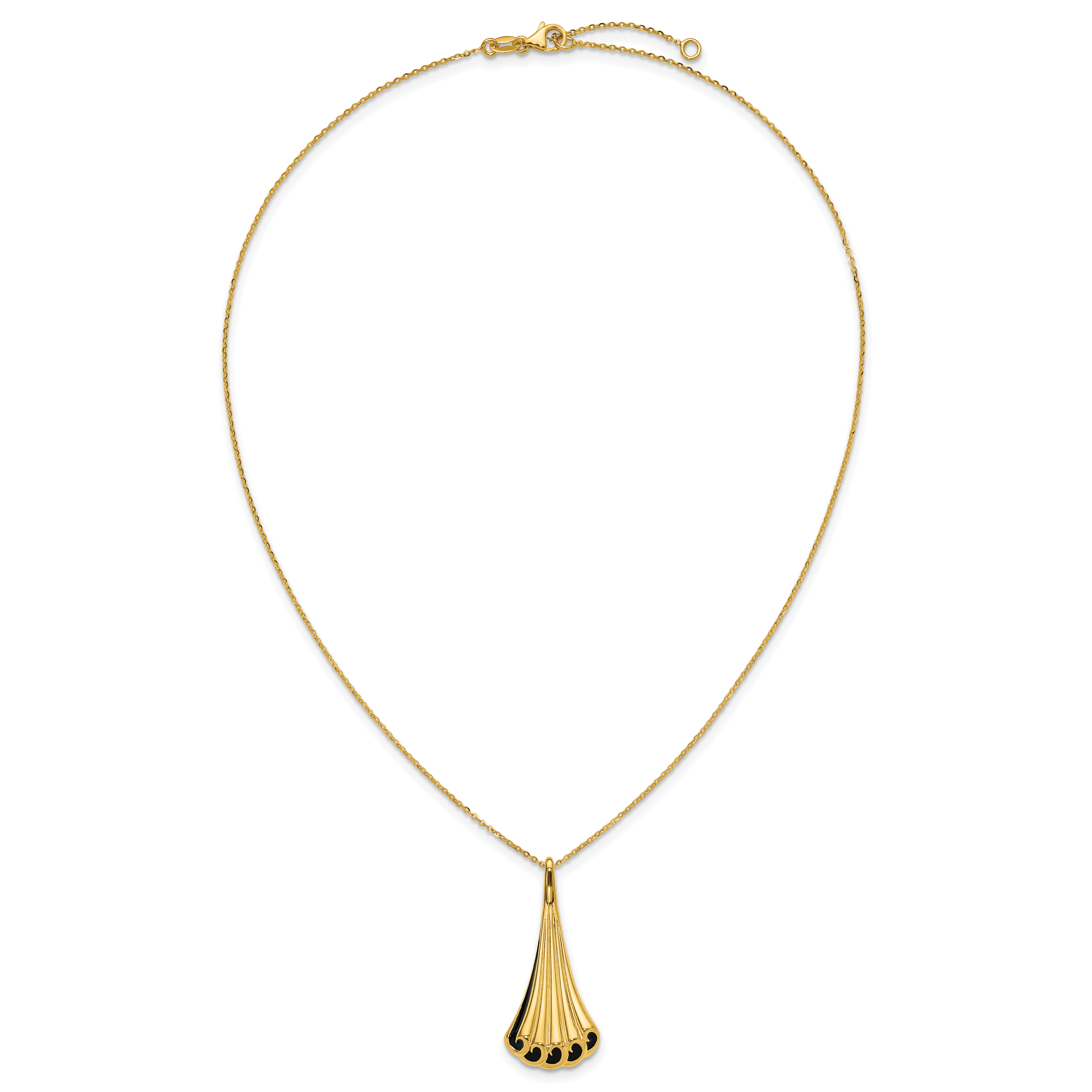 14K w/Black Enamel Polished Fancy w/1.25in ext. Necklace