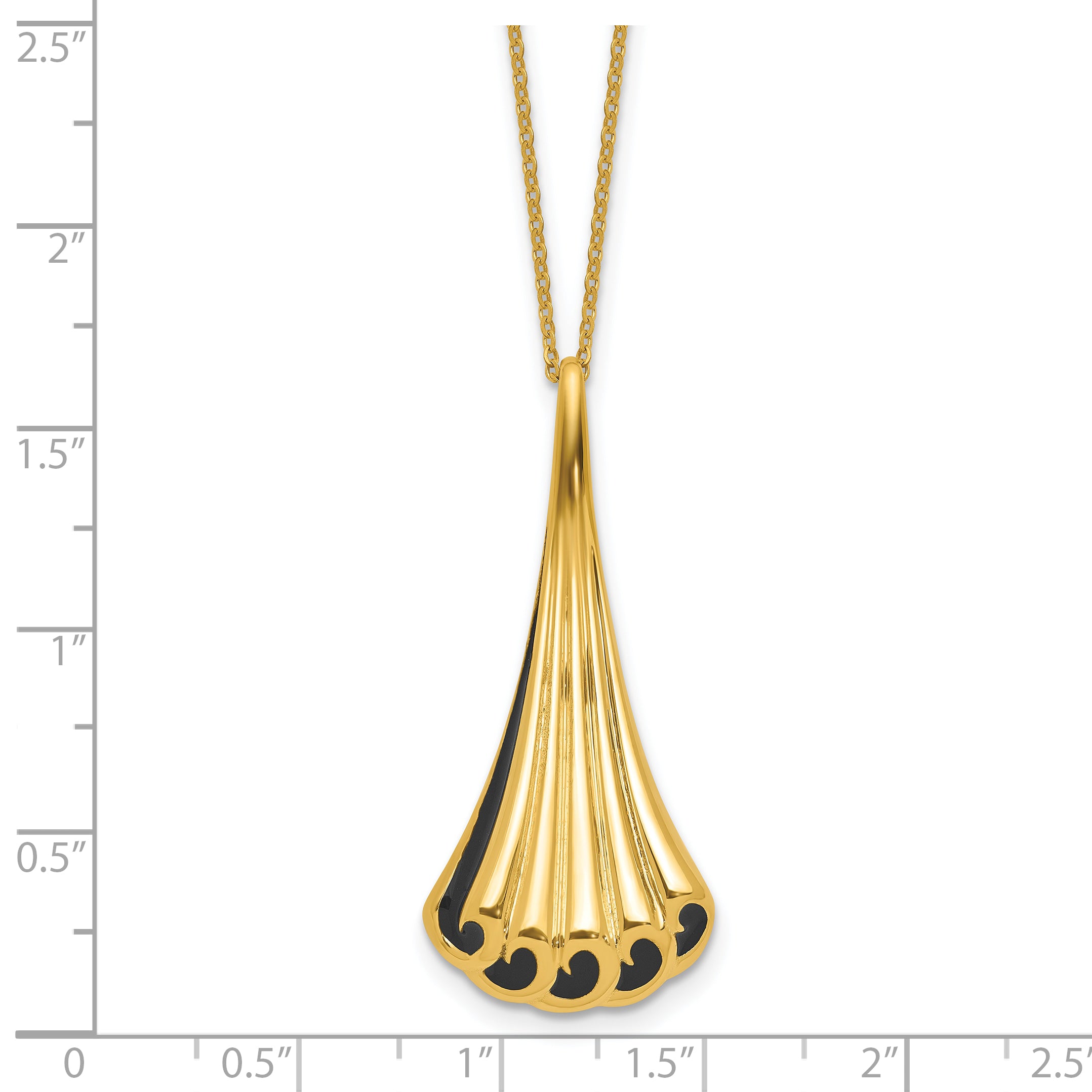 14K w/Black Enamel Polished Fancy w/1.25in ext. Necklace