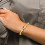 14K w/Black Enamel Polished Fancy Hinged Cuff Bangle
