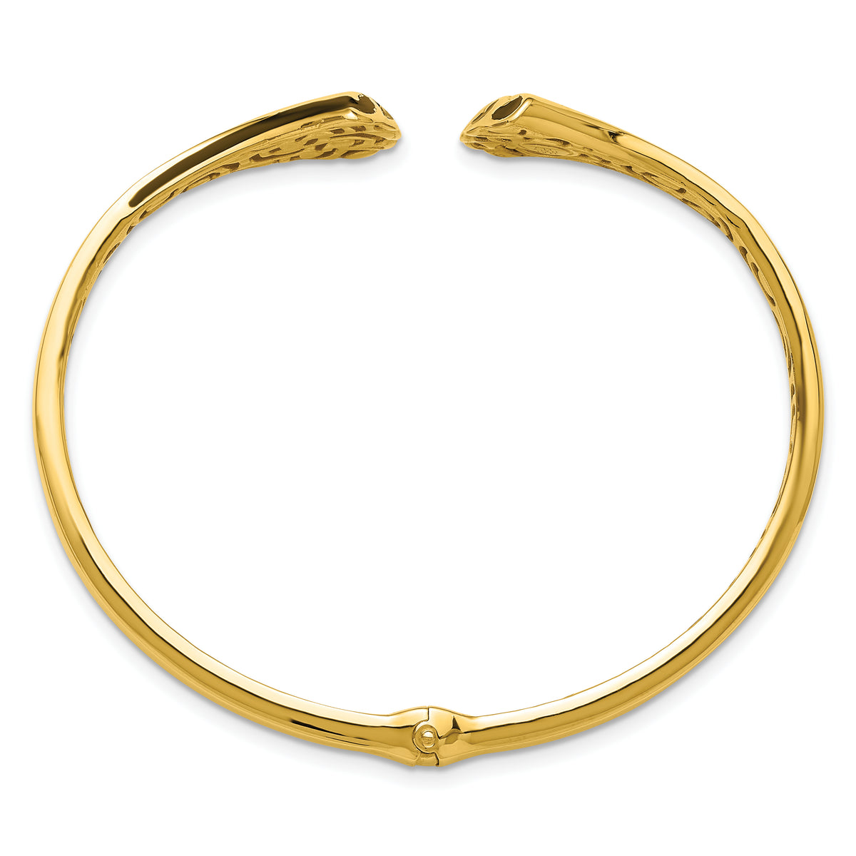 14K w/Black Enamel Polished Fancy Hinged Cuff Bangle