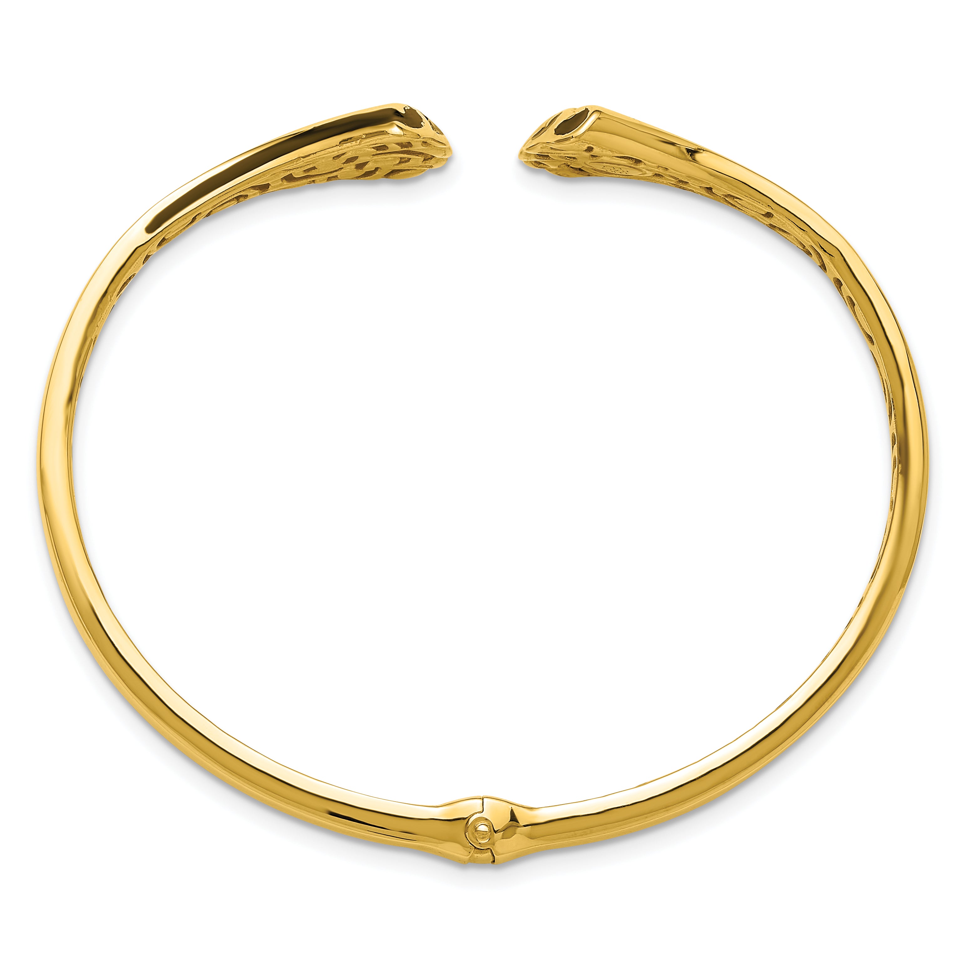14K w/Black Enamel Polished Fancy Hinged Cuff Bangle