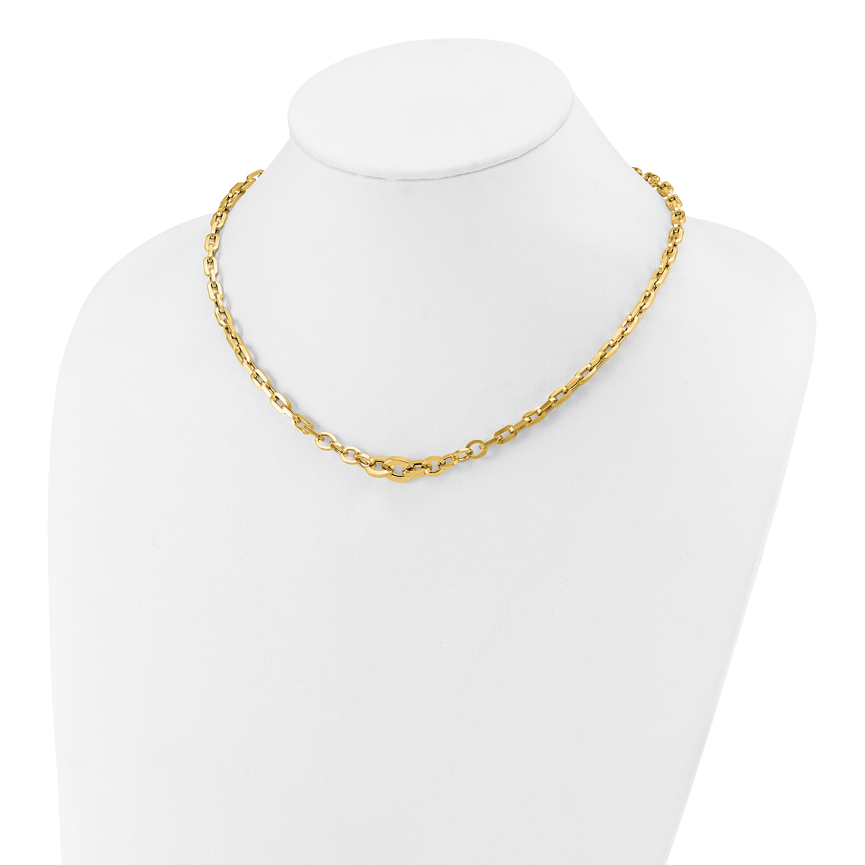 14K Polished Fancy Graduated Link Necklace