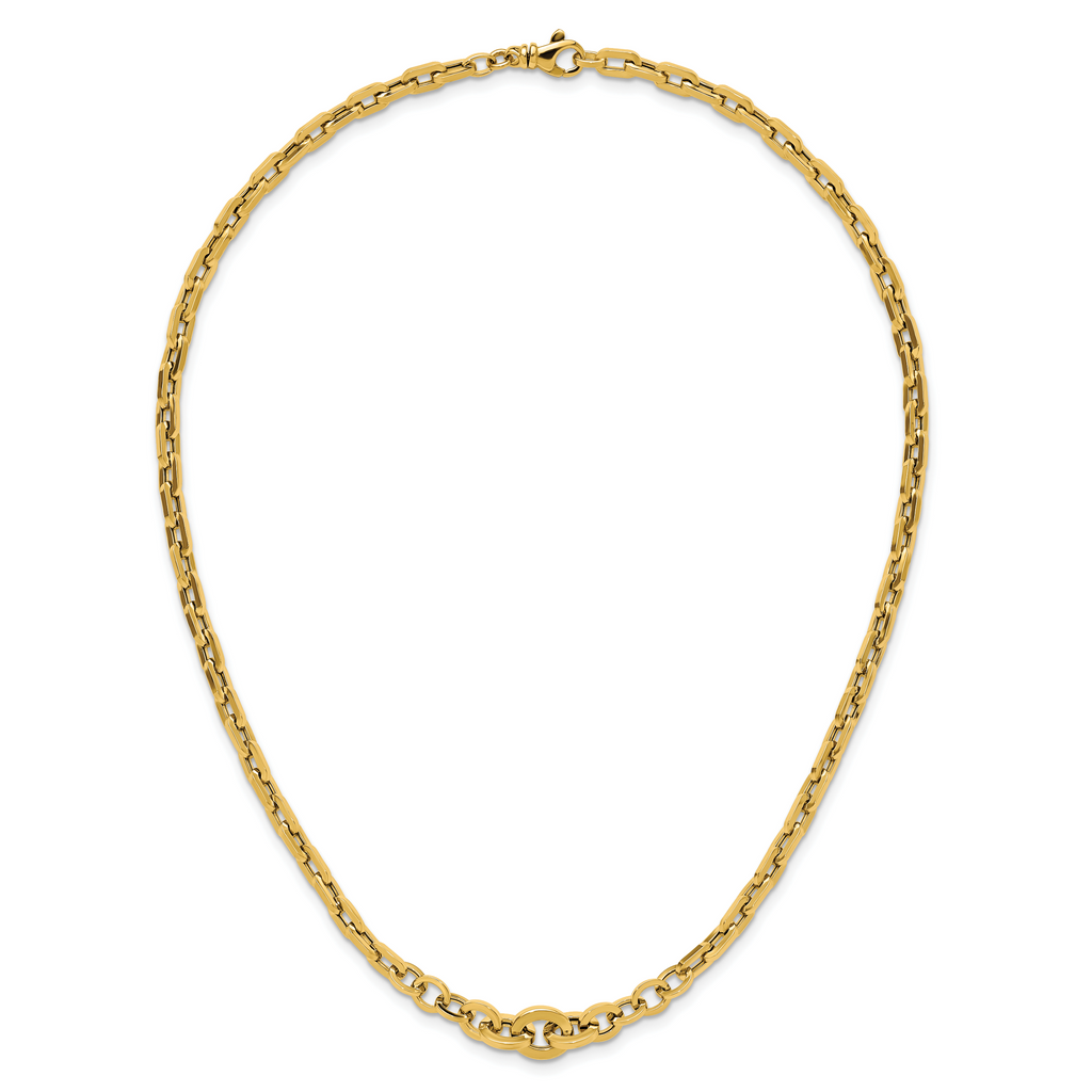 14K Polished Fancy Graduated Link Necklace