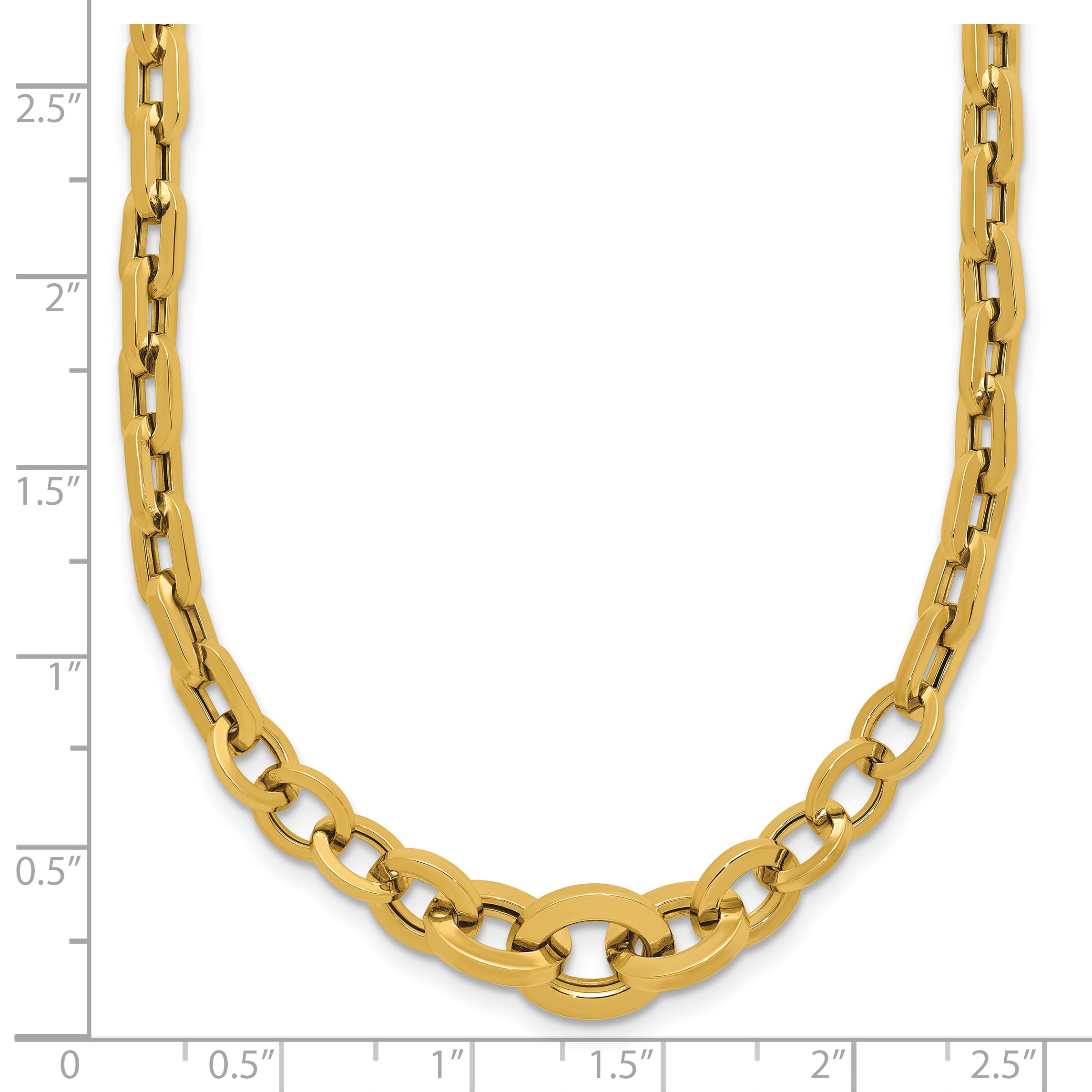 14K Polished Fancy Graduated Link Necklace