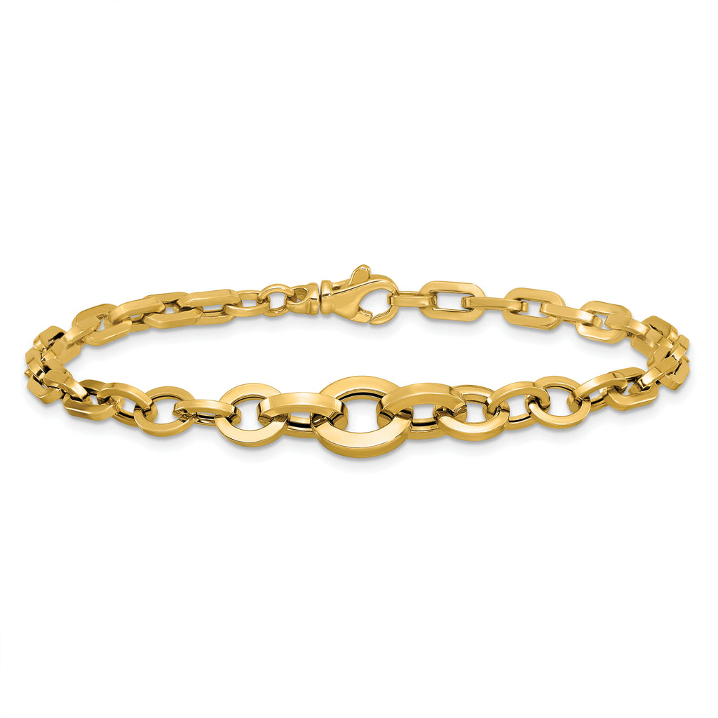 14K Polished Fancy Graduated Link Bracelet