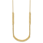 14K Polished/Dia-cut  Fancy Link w/2in ext. Necklace