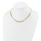 14K Polished/Dia-cut  Fancy Link w/2in ext. Necklace