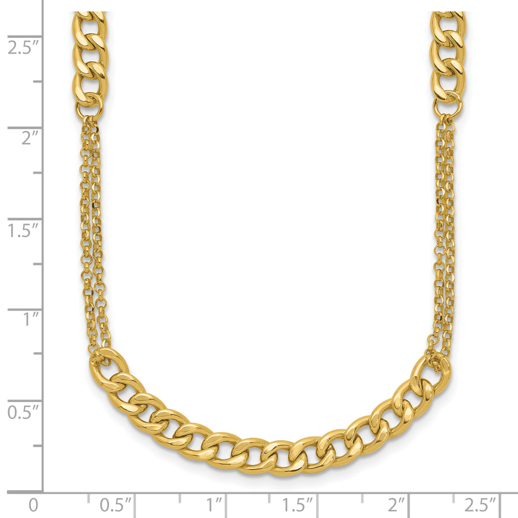 14K Polished/Dia-cut  Fancy Link w/2in ext. Necklace