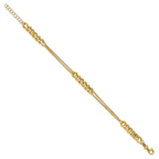 14K Polished/Dia-cut 2-Strand Fancy Link w/1in ext. Bracelet