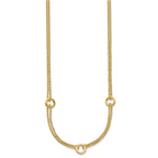 14K Polished/Dia-cut 2-Strand Circle Link w/2in ext. Necklace