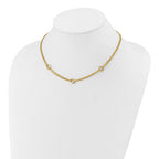 14K Polished/Dia-cut 2-Strand Circle Link w/2in ext. Necklace