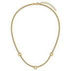 14K Polished/Dia-cut 2-Strand Circle Link w/2in ext. Necklace