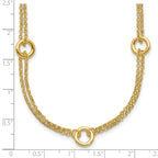 14K Polished/Dia-cut 2-Strand Circle Link w/2in ext. Necklace