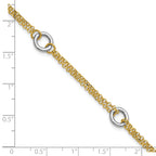 14K Two-tone Gld Polish/Dia-cut 2-Strand Circle Link w/1in ext. Br